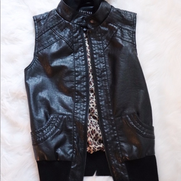 Therapy Black & Leopard Hooded Vest - 4 for $20! - Picture 2 of 8